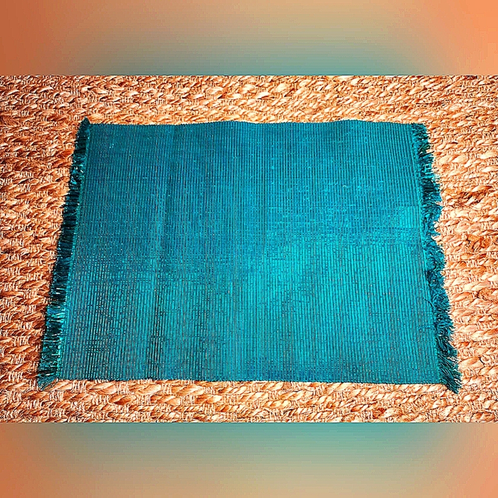 4 Cotton Blend Green Metallic Rectangle Placemats Christmas Holiday Decor